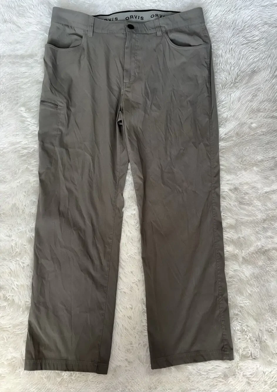 Orvis Men’s 38x30 Gray “Tech Pant” Water Repellent, Storage, Lightweight.